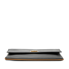 Black Celine leather Carriage clutch bag with sleek design and minimalistic style, perfect for elegant occasions.