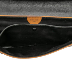 Black Celine leather carriage clutch bag with sleek design, featuring a structured shape and minimalistic style.