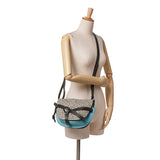 Small Raffia and Calfskin Gate Crossbody Blue - Lab Luxury Resale