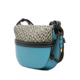 Small Raffia and Calfskin Gate Crossbody Blue - Lab Luxury Resale