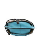 Small Raffia and Calfskin Gate Crossbody Blue - Lab Luxury Resale