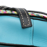 Small Raffia and Calfskin Gate Crossbody Blue - Lab Luxury Resale