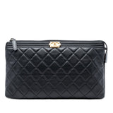 Quilted Lambskin Boy Zip Clutch Black - Lab Luxury Resale