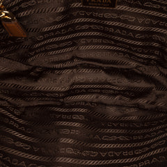 Saffiano Trimmed Re Nylon Demi Lune Satchel Brown - Lab Luxury Resale