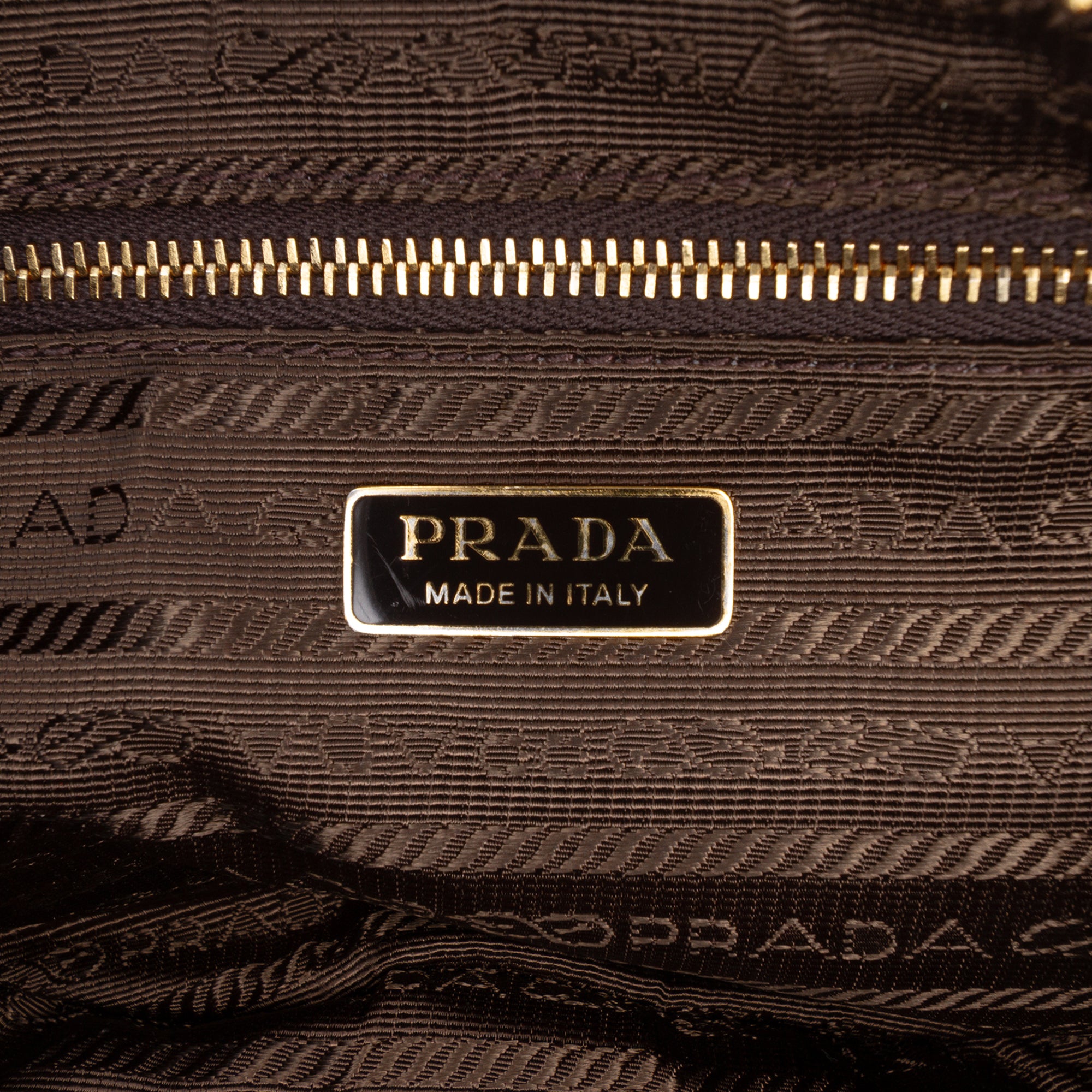 Saffiano Trimmed Re Nylon Demi Lune Satchel Brown - Lab Luxury Resale