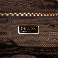 Saffiano Trimmed Re Nylon Demi Lune Satchel Brown - Lab Luxury Resale