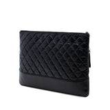 Large Aged Calfskin Gabrielle O Case Clutch Black - Lab Luxury Resale