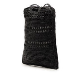 Paula Ibiza Raffia Drawstring Pocket Crossbody Black - Lab Luxury Resale