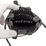 Paula Ibiza Raffia Drawstring Pocket Crossbody Black - Lab Luxury Resale