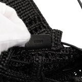 Paula Ibiza Raffia Drawstring Pocket Crossbody Black - Lab Luxury Resale