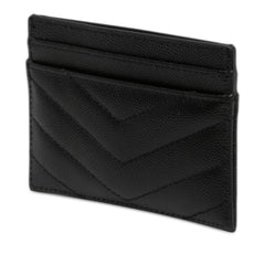 Chevron Grain de Poudre Cassandre Card Holder Black - Lab Luxury Resale