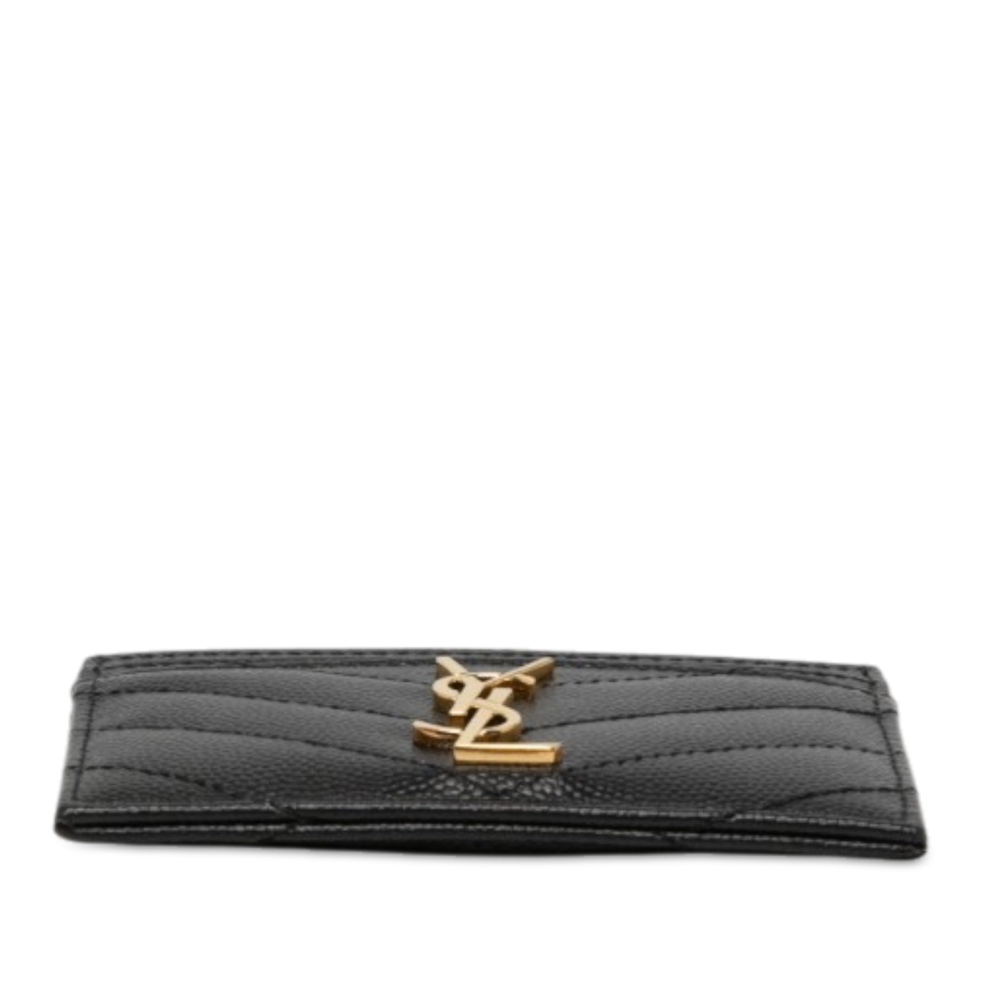 Chevron Grain de Poudre Cassandre Card Holder Black - Lab Luxury Resale