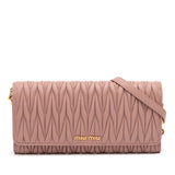 Miu Miu Matelasse Nappa Wallet On Chain Pink