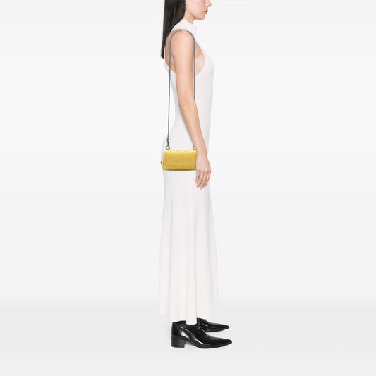 Mini Nappa Intrecciato Expandable Chain Flap Crossbody Yellow - Lab Luxury Resale
