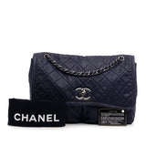 Large Quilted Calfskin Natural Beauty Split Pocket Flap Blue - Lab Luxury Resale