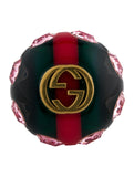 Gucci Logo Resin Crystal Embellished Gold Tone Cocktail Ring Size Medium - LAB