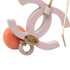 CC Gold Plated Resin Bead Drop Fish Hook Earrings Orange - Lab Luxury Resale