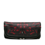 Leather Tulips Print Fold Clutch Black - Lab Luxury Resale