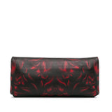 Leather Tulips Print Fold Clutch Black - Lab Luxury Resale