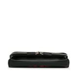 Leather Tulips Print Fold Clutch Black - Lab Luxury Resale