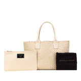 Small Lambskin Intreccio Cabat Tote Brown - Lab Luxury Resale