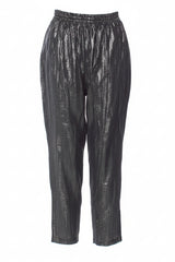 Suzie Kondi gunmetal shine pants in size M/L, stylish metallic women's clothing with a sleek, shiny finish and modern fit.