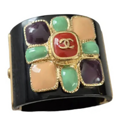 Pre-Owned Chanel Vintage Black Gripoix Maltese Cross Cuff bracelet