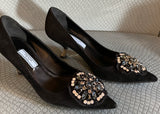 Prada Black Suede kitten with jewel Size 36*