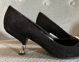 Prada Black Suede kitten with jewel Size 36*