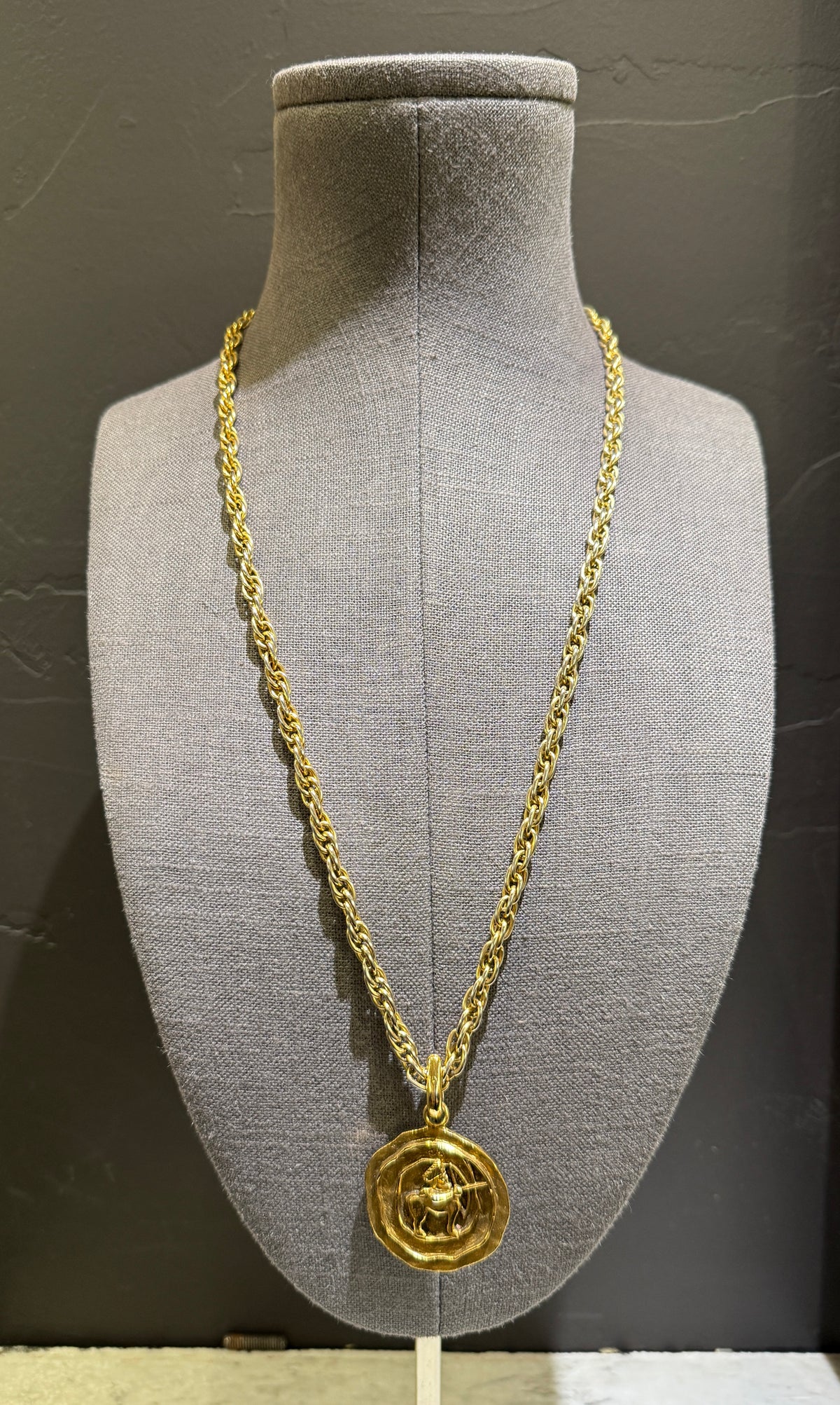 Pre-Owned Chanel Rare Vintage gold plated zodiac Sagittarius medallion 1984 collection