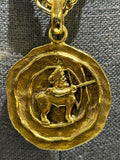 Pre-Owned Chanel Rare Vintage gold plated zodiac Sagittarius medallion 1984 collection - LAB