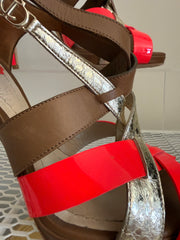Dior Ibiza sandal in size 37, stylish shoes with beige and brown straps and ankle buckle, on a neutral background.