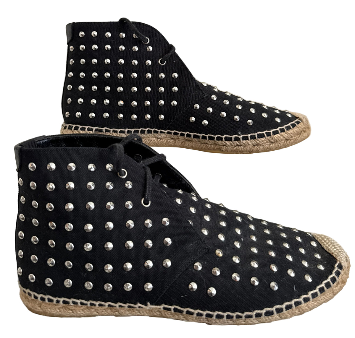 Yves Saint Laurent Espadrille Stud Boot in size 37.5, stylish ankle boots with stud details and espadrille-inspired sole.