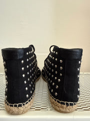 Yves Saint Laurent Espadrille Stud Boot in size 37.5, stylish ankle boots with stud accents and woven espadrille sole.