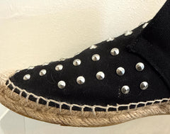 Yves Saint Laurent espadrille stud ankle boots in size 37.5, featuring a sleek design with stud embellishments and espadrille detailing.