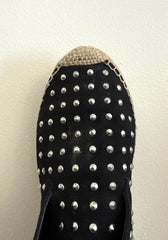 Yves Saint Laurent Espadrille Stud Boot in size 37.5, stylish ankle boots with stud details and woven espadrille sole.
