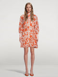 ZIMMERMANN Postcard Lantern Sleeve Mini Dress In Floral Print Size 1 (Small)