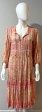 Spell Pink Floral and Metallic Thread Dress Size S