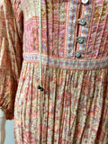 Spell Pink Floral and Metallic Thread Dress Size S