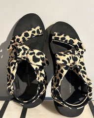 Loeffler Randall animal print sandals in size 7.5 featuring a stylish strappy design and bold pattern.
