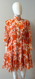 ZIMMERMANN Postcard Lantern Sleeve Mini Dress In Floral Print Size 1 (Small)