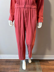 Pink XIRENA Jaymes cotton jumpsuit, size small, stylish casual clothing with a relaxed fit and sleeveless design.