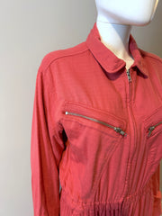 Pink Xirena Jaymes cotton jumpsuit in size small, featuring a relaxed fit and stylish design, perfect for casual wear.