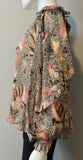 Ulla Johnson Pink and Black Floral Lurex ruffle blouse Size 2