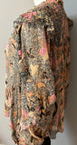 Ulla Johnson Pink and Black Floral Lurex ruffle blouse Size 2