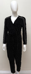 Dodo Bar Or Black Velvet Jumpsuit with Glitter Size 42/8