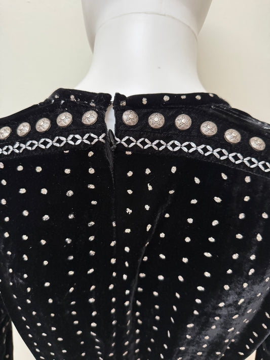 Dodo Bar Or Black Velvet Jumpsuit with Glitter Size 42/8