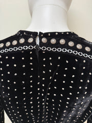 Dodo Bar Or Black Velvet Jumpsuit with Glitter Size 42/8