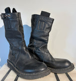 Rick Owens Black Leather Lug Boots Sz 38