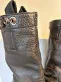 Rick Owens Black Leather Lug Boots Sz 38